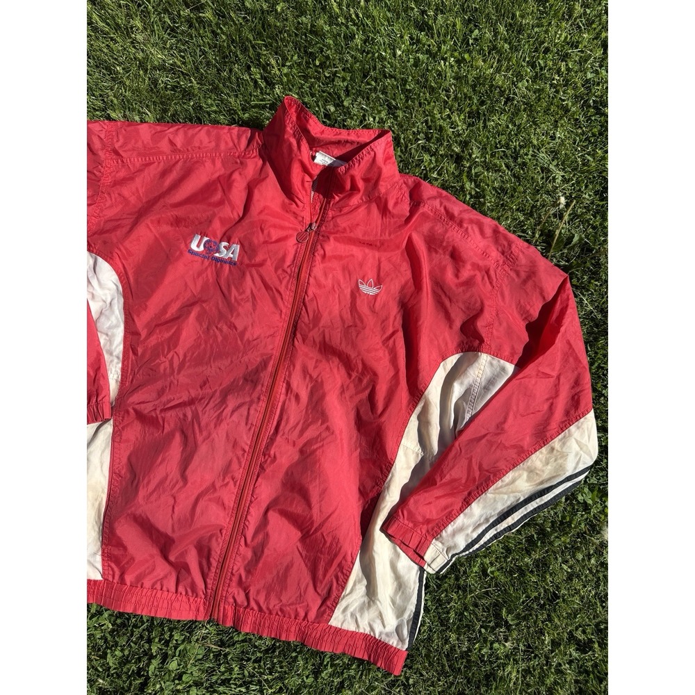 adidas Red and White Bomber Jacket with USA Embroidery